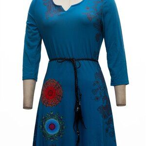 Michael K Belted Jersey Dress Blue